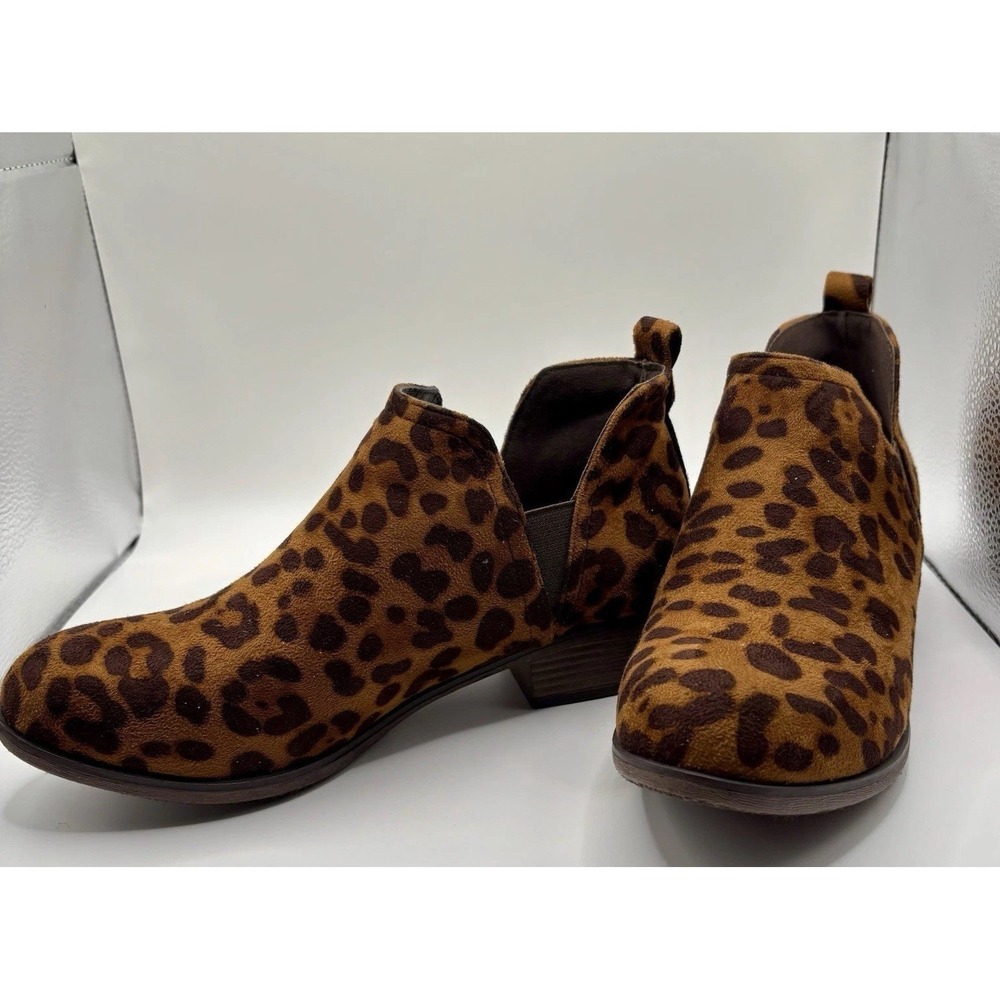 Pierre Dumas Kenzie 2 Leopard‎ Print Slip On Ankle Boots Womens New in Box Boho